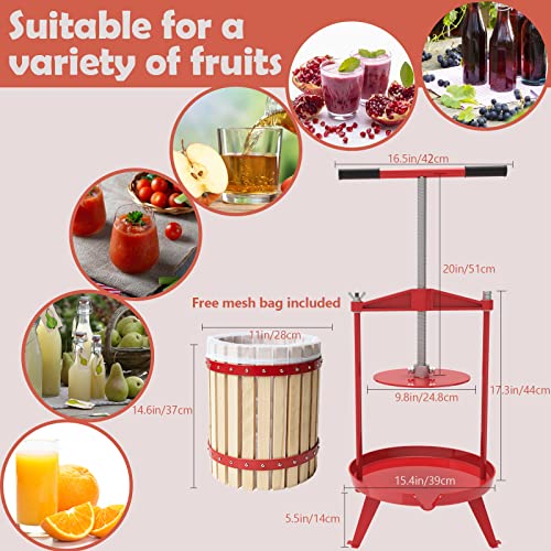 4.75 Gallon/18L-T Handle fruit press with apple crusher