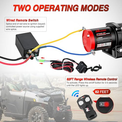 Nilight ATV UTV Electric Winch 12V 4500 lb w Synthetic Rope Remote Control - size: 4500lbs