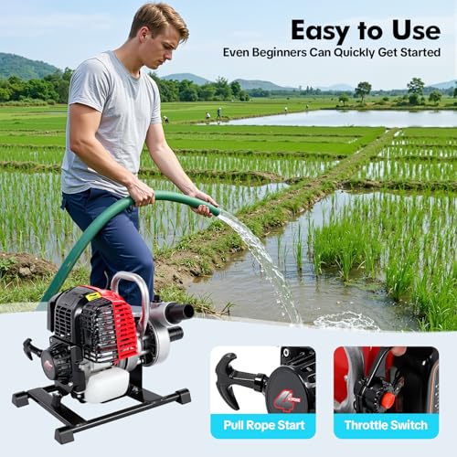 Gas Gasoline Water Pump, 36.5CC 1.5 inch Engine Water Transfer Pump Pool Irrigation Pump 1.6 HP 4-Stroke High Pressure Pump w/Funnel for Ponds Farmland Gardens & Lawns - size: 4-Stroke 36.5CC