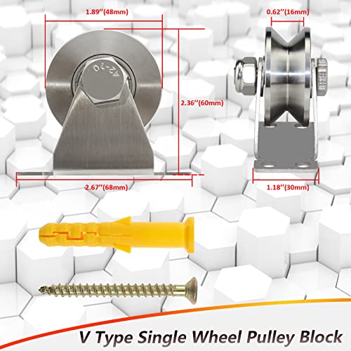 Groove Pulley Wheel Stainless Steel Wall Mounted Pulley, V Type - size: 1 Pack V Type