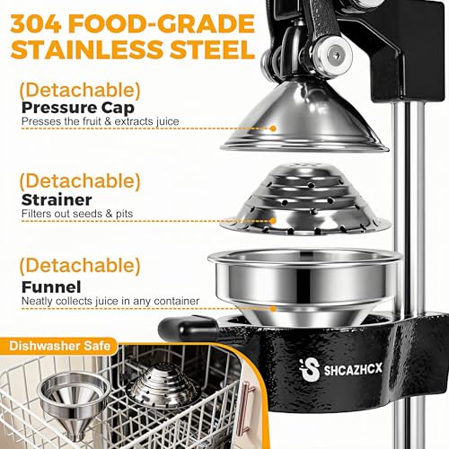 Cast Iron Manual Citrus Juicer Press, Heavy Duty Fruit Squeezer - color: Black
