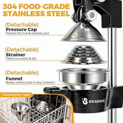 Cast Iron Manual Citrus Juicer Press, Heavy Duty Fruit Squeezer - color: Black