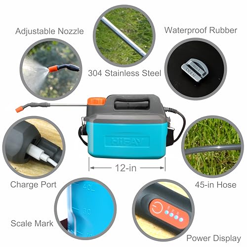 HIFAY ES4-PRO 1Gallon/4L Electric Sprayer, Rechargeable Battery-Powered Sprayer with 304 Stainless Steel Telescopic Rod. The New Model is Waterproof and The Buttons Have Been Updated. (Blue) - color: Blue