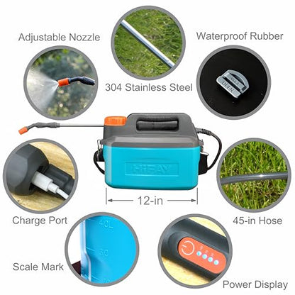 HIFAY ES4-PRO 1Gallon/4L Electric Sprayer, Rechargeable Battery-Powered Sprayer with 304 Stainless Steel Telescopic Rod. The New Model is Waterproof and The Buttons Have Been Updated. (Blue) - color: Blue