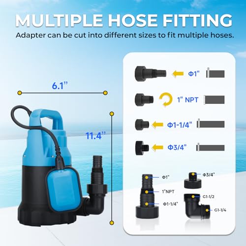 2/5HP Sump Pump 2640GPH Submersible Water Pump with Float Switch - color: Blue