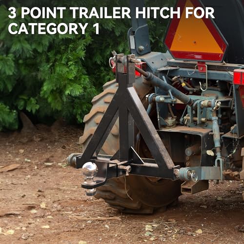 YITAMOTOR 3 Point Trailer Quick Hitch with 2" Receiver for CAT 1 Tractor - color: Black