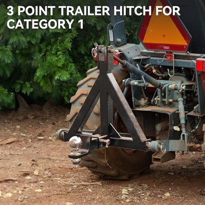 YITAMOTOR 3 Point Trailer Quick Hitch with 2" Receiver for CAT 1 Tractor - color: Black