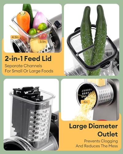 300W Electric Cheese Grater with 7 Stainless Steel Blades