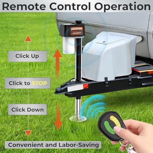 Electric Trailer Jack 7500LBS, RV Electric Tongue Jack with 2 pcs Remote - size: Trailer Jack with Remote Controls