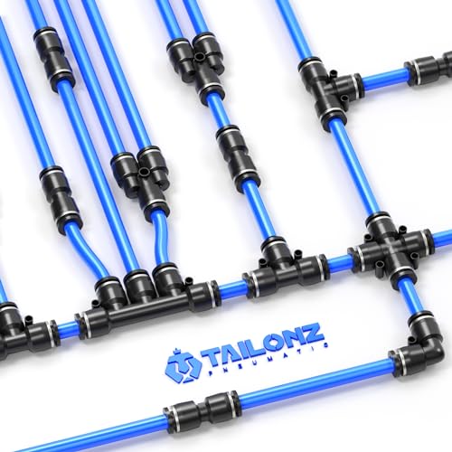 TAILONZ 1/4" Push to Connect Fitting Splitters+Elbows+Tees+Straight 40pcs - color: Black, size: 1/4"OD/40PCS