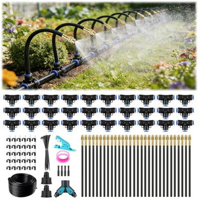 100FT Drip Irrigation System, 1/4" Garden Watering Misting System for Plant - size: 100FT