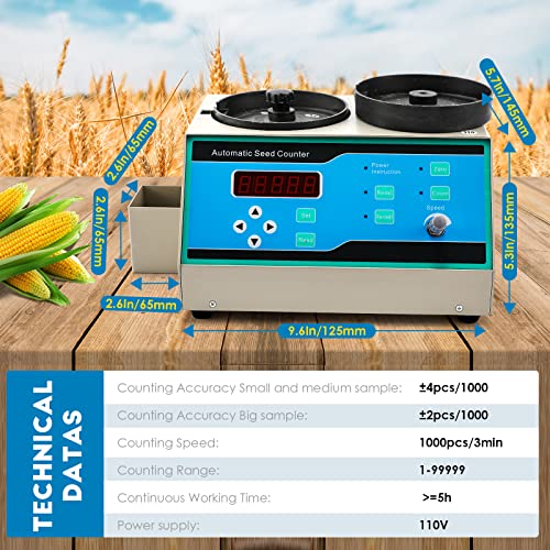 CGOLDENWALL Automatic Counter Machine Microcomputer Counting Instrument for Rice Seeds Soybean Corn Wheat Sunflower Vegetable Grain Blue(SLY-C for Various Shapes)