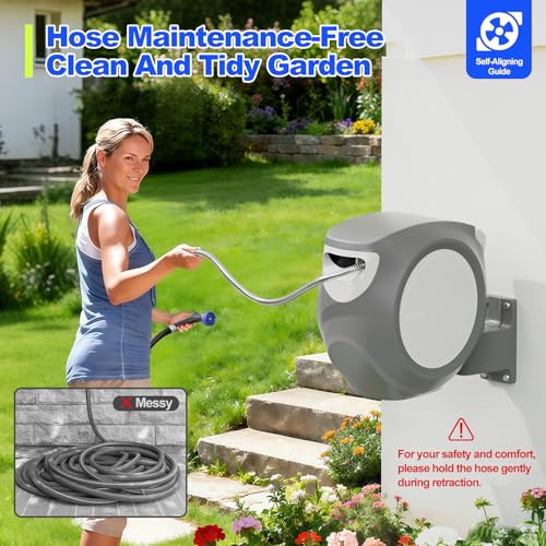 SPECILITE Retractable Garden Water Hose Reel 100 FT, 304 Stainless Steel