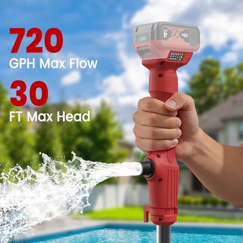 Cordless Stick Water Transfer Pump Compatible with Mil-waukee 18V Battery - color: Red