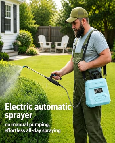 DEGGE Battery Powered Sprayer 2 Gallon, 7.4V Powerful Electric Pump Sprayer - color: Blue