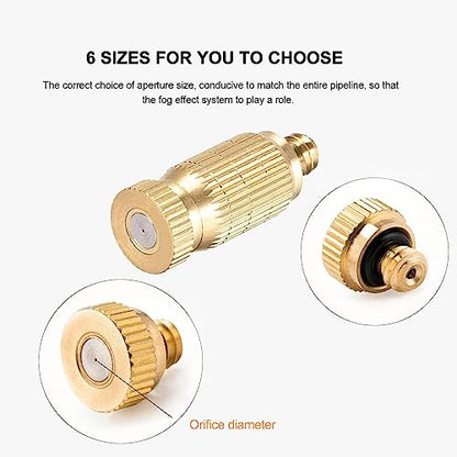 20pcs High Pressure Atomizer Nozzle Brass Misting Nozzles for Outdoor Cooling System, Landscaping, Greenhouse Irrigation, Air Humidification, Anti-Drip Fogging Spray Head(0.02"/0.5mm) - size: 0.02" / 0.5mm