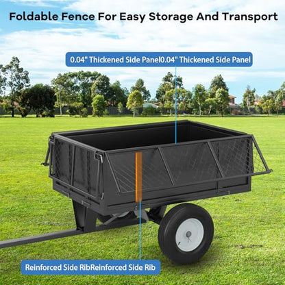 GAOMON Heavy Duty Utility Trailer for ATV/UTV, 750lbs Capacity Garden Dump Cart, Removable Sides, Pneumatic Tires, Hitch Compatible Pull-Behind Yard Cart for Lawn Mower, Tractor, Farm