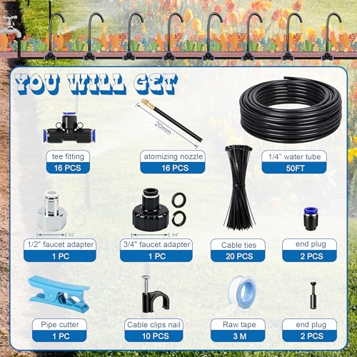 Dianrui 1/4" Drip Irrigation System for Garden Watering 360°Adjustable - style: TypeA