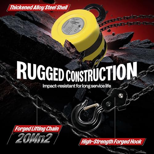 SPECSTAR Hand Chain Hoist 2 Ton 4400 Lbs Capacity 10 Feet with 2 Hooks - color: Yellow, size: 2 Ton