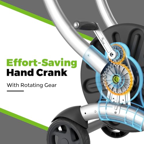 Upgrade Hose Reel Cart, Holds 200 Feet of 5/8" Hose, Hose Reel Cart With Effort-saving Hand Crank,2 Wheels,Heavy Duty Freestanding Water Hose Reels for Outside Garden Lawn Yard Outdoor - color: Gray