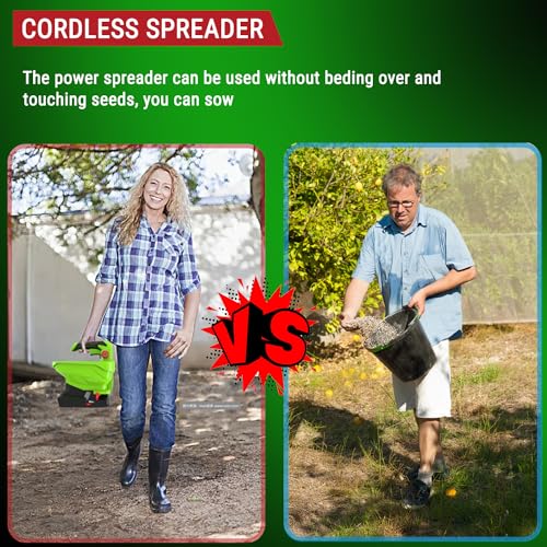 GARCARE 7.2V Cordless Seed Spreader with 3.3L Large Hopper 2.0Ah Battery