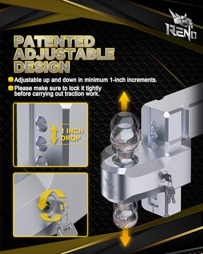 RENO Trailer Hitch (3" Receiver) - 6" Drop/Rise Adjustable Trailer Hitch - size: 3" Receiver x 6" Drop/Rise