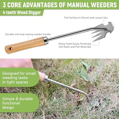 3 Pcs Set Weed Puller Tool,Hand Weeder Tool,4Teeth Uprooting Weeding Tool, Crack and Crevice Weeder, Gardening Weeding Artifact Tool - color: Style 3