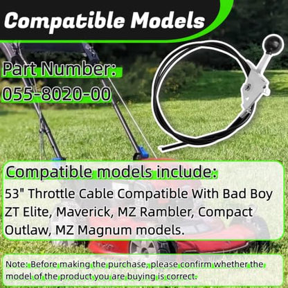 055-8020-00 055802000 Throttle Control Cable Compatible with Bad Boy Mowers - size: 055-8020-00