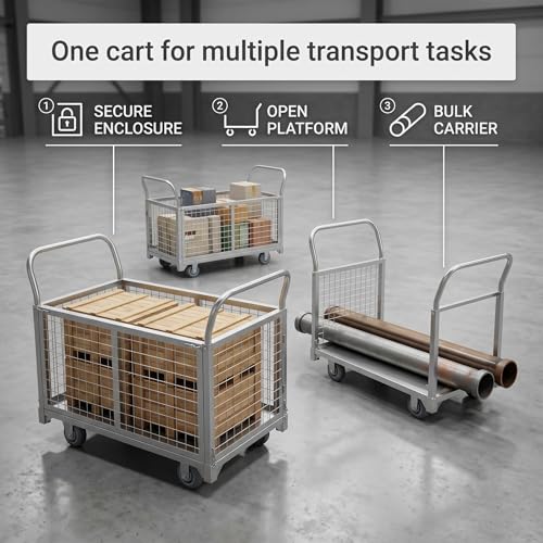 39x24 Inch Foldable Mesh Cage Cart 1800 LBS Heavy Duty 4-Wheel Utility Wagon with Large Capacity Design