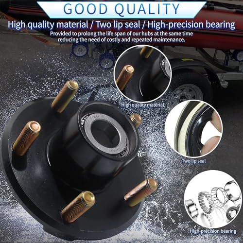 5 on 4.5 Trailer Hub Kit for 2000lb 1'' or 1-1/16'' Straight Axle