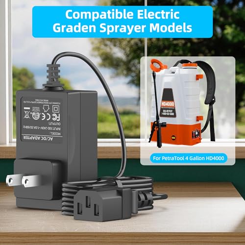 Charger for Powered Backpack Sprayer Battery Compatible with PetraTools HD4000 4 Gallon Electric Backpack Garden Sprayer Battery Power Cord Replacement