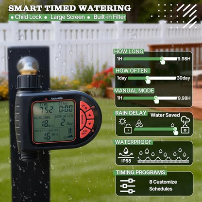 Anleolife 82.4FT Automatic Drip Irrigation System Kit with Water Timer - style: 82.4FT Automatic Kit