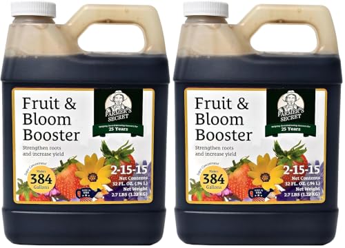 Farmer’s Secret Fruit & Bloom Booster Fertilizer - Super Concentrated - Boosts Flowering and Yield on All Varieties of Fruits, Vegetables and Flowers (32oz) (Pack of 2) - size: 32oz (Pack of 2)