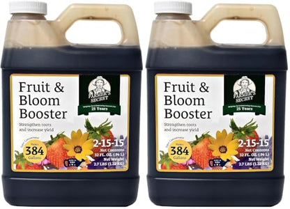 Farmer’s Secret Fruit & Bloom Booster Fertilizer - Super Concentrated - Boosts Flowering and Yield on All Varieties of Fruits, Vegetables and Flowers (32oz) (Pack of 2) - size: 32oz (Pack of 2)