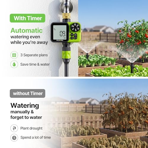 Sprinkler Timer, Brass Inlet Programmable Watering Timer for Garden Hose Fits 3/4” US Faucet, Outdoor Soaker Hose Timer w/Rain Delay/Manual/Automatic Watering, Drip Irrigation for Lawn Yard - color: Green