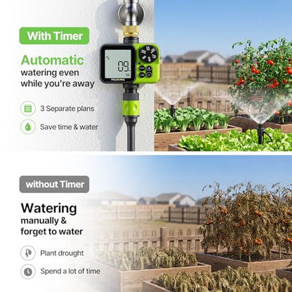 Sprinkler Timer, Brass Inlet Programmable Watering Timer for Garden Hose Fits 3/4” US Faucet, Outdoor Soaker Hose Timer w/Rain Delay/Manual/Automatic Watering, Drip Irrigation for Lawn Yard - color: Green