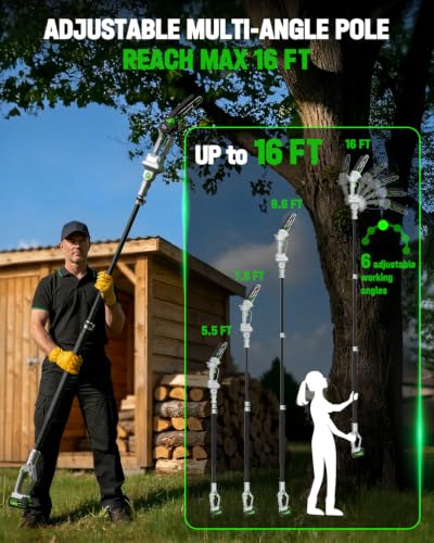 CEEPUY 2-in-1 Brushless Electric Pole Saws for Tree Trimming,6 Inch Cordless Mini Chainsaw with Extension Pole and 2 x 4000mAh Batteries, Pole Chain Saw Gift for Men Dad Husband Fathers Gardener 2026 - size: Warm Gray 6-inch