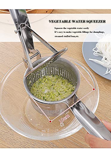 Stainless Steel Vegetable Squeezer, Upgrade Red Silicone Handle Metal Vegetable Water Squeezer for Squeezing Veggie Liquid