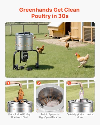 VEVOR Chicken Plucker Machine 15.7 in 550W Electric Chicken Plucking - style: 3 Legs & 15.7 Inch