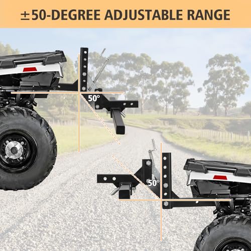 Manual Implement Lift, 1 Point and 2 Inch Receiver, 50 in, Adjustable Height, UTV ATV Rake Scrape Blade Plow Disc Universal Tow Behind Attachments