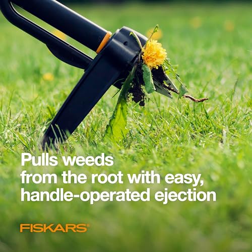 Fiskars Deluxe Stand-Up Weed Puller Tool, 4 Serrated Stainless Steel Claws - style: 4-claw