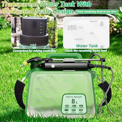 2 Gallon Battery Powered Garden Sprayer,2025 Upgraded Electric Garden Sprayer with 3 Mist Nozzles,Adjustable Shoulder Strap & Retractable Wand,Electric Spray Bottle,Battery for Lawn,Yard - style: Original Version