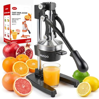 Cast Iron Juicer, Heavy Duty Manual Citrus Juicer - color: Black