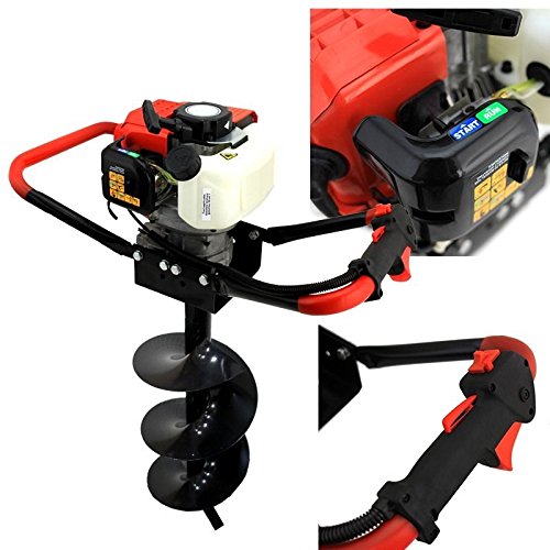 XtremepowerUS Post Hole Digger Gas-Powered 55CC 2-Stroke V-Type Engine With Digging Auger (Include 6" and 10" inch Auger Bit Bundle)