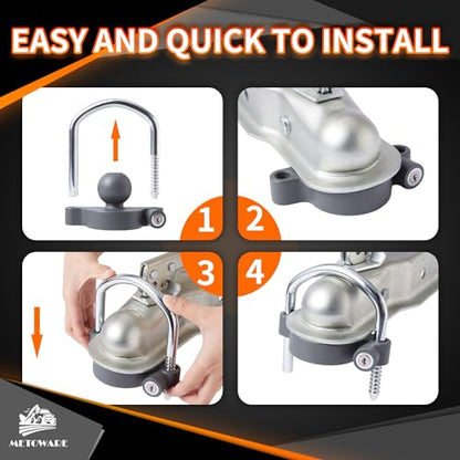 METOWARE Trailer Coupler Lock, Fit 1-7/8", 2", 2-5/16" Coupler, Grey - color: Grey Matte, size: 1 PACK