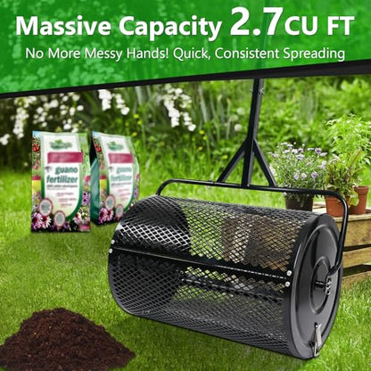 24 Inch Compost Spreader, Metal Mesh Peat Moss Spreader for Lawns - size: 24 Inch