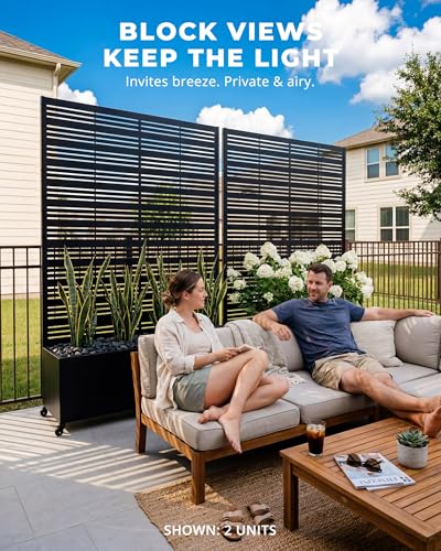 73" Tall Privacy Planters with Trellis, Freestanding - Black - color: Matte Black