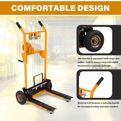 APOLLOLIFT Material Lift Winch Stacker, 440lbs Cap. 35.4" Lifting Height - color: Yellow-winch, size: 440LBS
