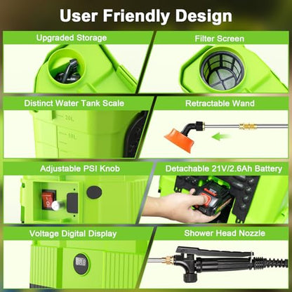 Battery Powered Backpack Sprayer 5.3 Gallon Electric Garden Sprayer - color: Light Green
