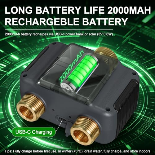 120FT WiFi Solar Drip Irrigation System, Dual Zone Timer - size: 120-Foot Dual-Tube Brass Solar Wireless Timer